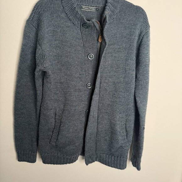 Woolovers Men's Small Blue Cardigan Sweater Button Up Ribbed Knit Fall Cozy - Picture 2 of 6